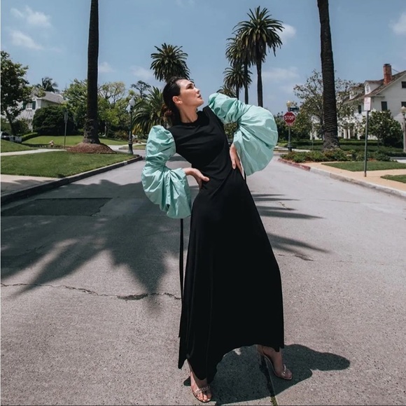 Like New Tory Burch Gathered Taffeta Sleeve Maxi Dress. - Picture 6 of 15